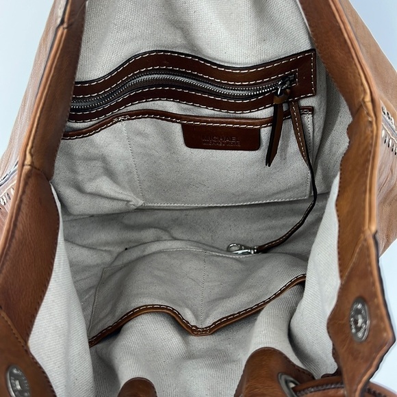 Michael Kors authentic leather studded large cognac satchel! - Picture 3 of 8